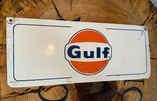 Vintage 60s GULF Motor Oil Gas Station Tin  Display Oil Rack Sign…  Sign Only