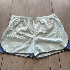 Lands End Blue Gray Swim Shorts Bottoms Built In Liner Women s Sz XL Running