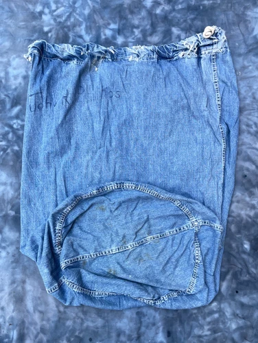 Vintage WW2 Era Military Indigo Blue Denim Laundry Bag Duffel *issues