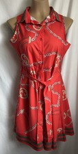 Gucci Rare Sleeveless Red Dress, Sz M, Chain Link Pattern. Lengths 36”.