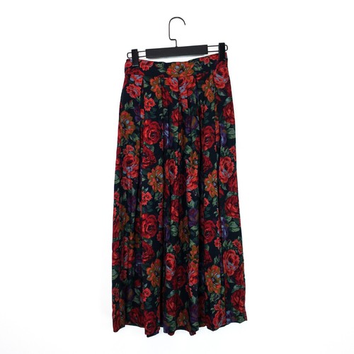 Jones New York Red Green Black Floral Pleated High Rise Midi Skirt - Size 8 - Picture 8 of 19
