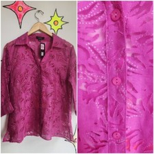 Vintage Y2K Pink Grunge Fairy Coquette Glitter Sheer Layering Top Blouse M