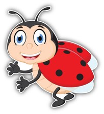 Cute Ladybug Cartoon Car Bumper Sticker Decal - "SIZES"