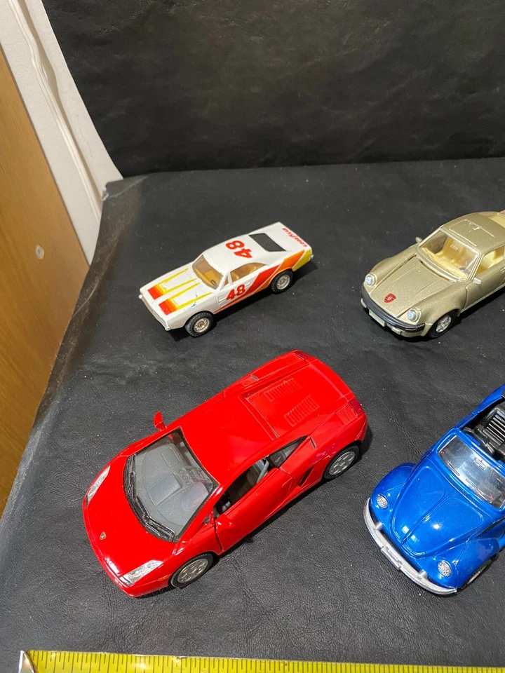 vintage pull-back diecast cars lot of 6 car 1/32 1/43 w/ Trabant blue - Image 2 of 4