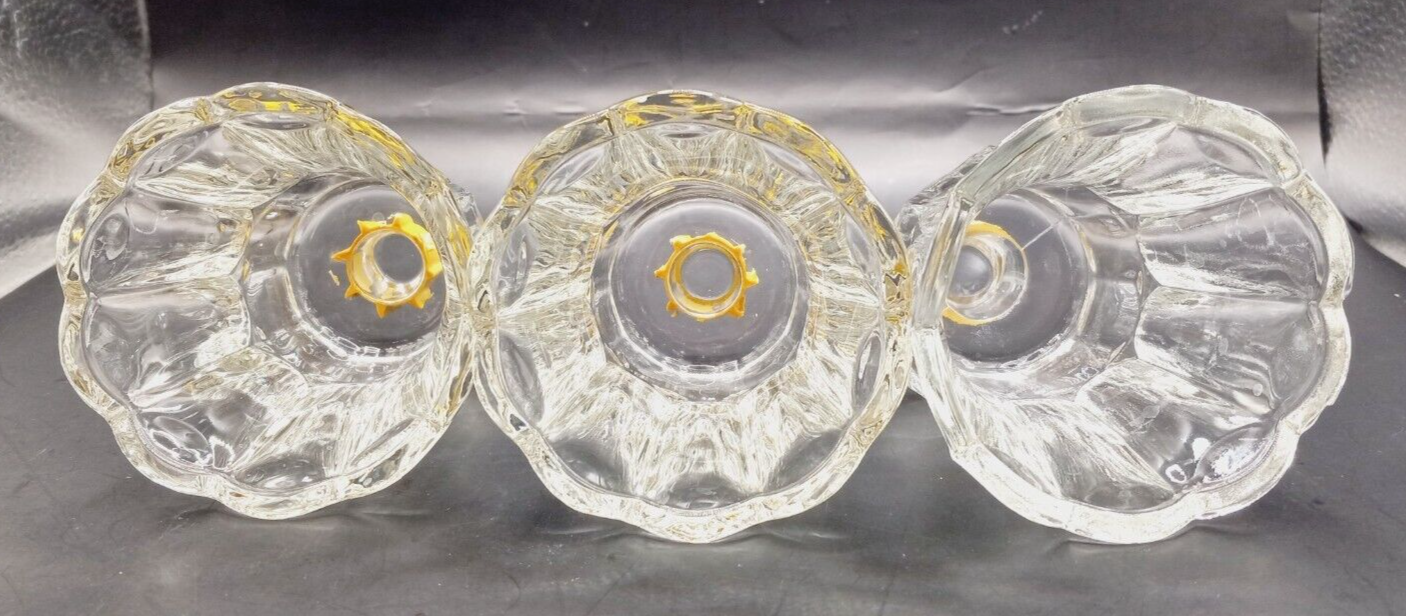 Set of 3 HOMCO STARLITE Pegged Votive Cups Clear Glass Candle Holder eBay