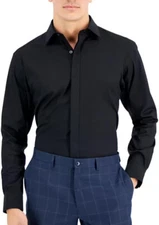 Alfani Men's Slim fit Dress Shirt , Black Solid, M 15-15.5 32/33