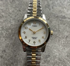 Timex Indiglo Womens Watch Two Tone Case and Expansion Band & MOP Dial Bin X