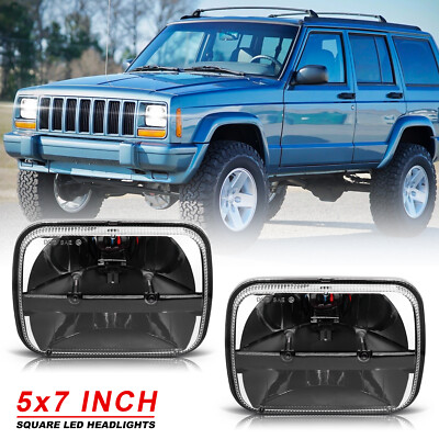 2x DOT 7X6'' 5X7'' Square LED Headlights H6054 HI-LO For Jeep Chrokee XJ 1984-2001