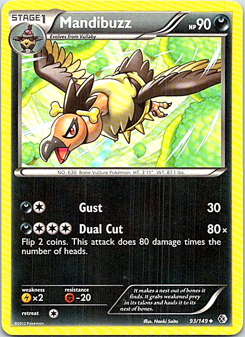 Mandibuzz 93/149 Pokemon Black & White Boundaries Crossed Light Play