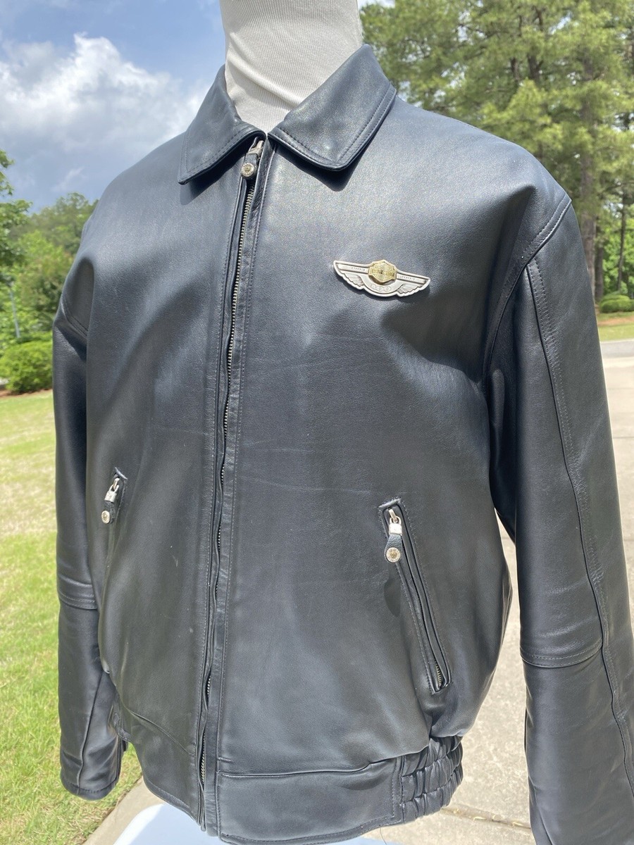 Harley Davidson Men 100th Anniversary Leather Jacket Black