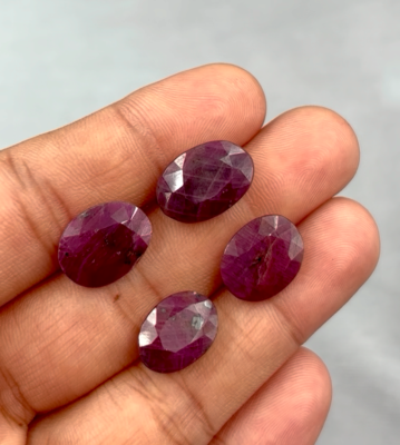 4 Pcs Natural Ruby Untreated Kenya Mines 14mm-16mm Oval Cut Loose 