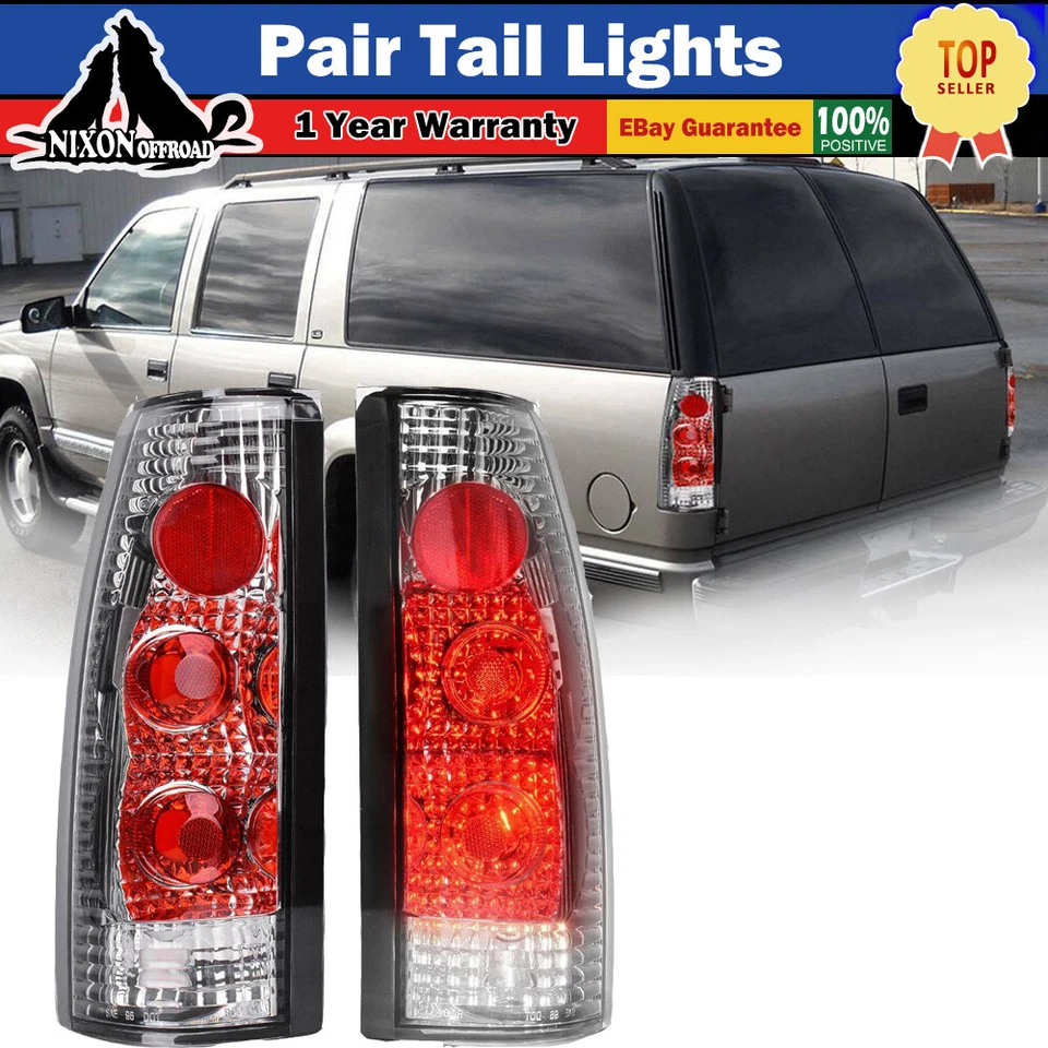 Clear Tail Lights for 1988-1998 Chevy GMC C/K 1500 2500 3500 Chrome Rear Lamps Foto 2 de 4