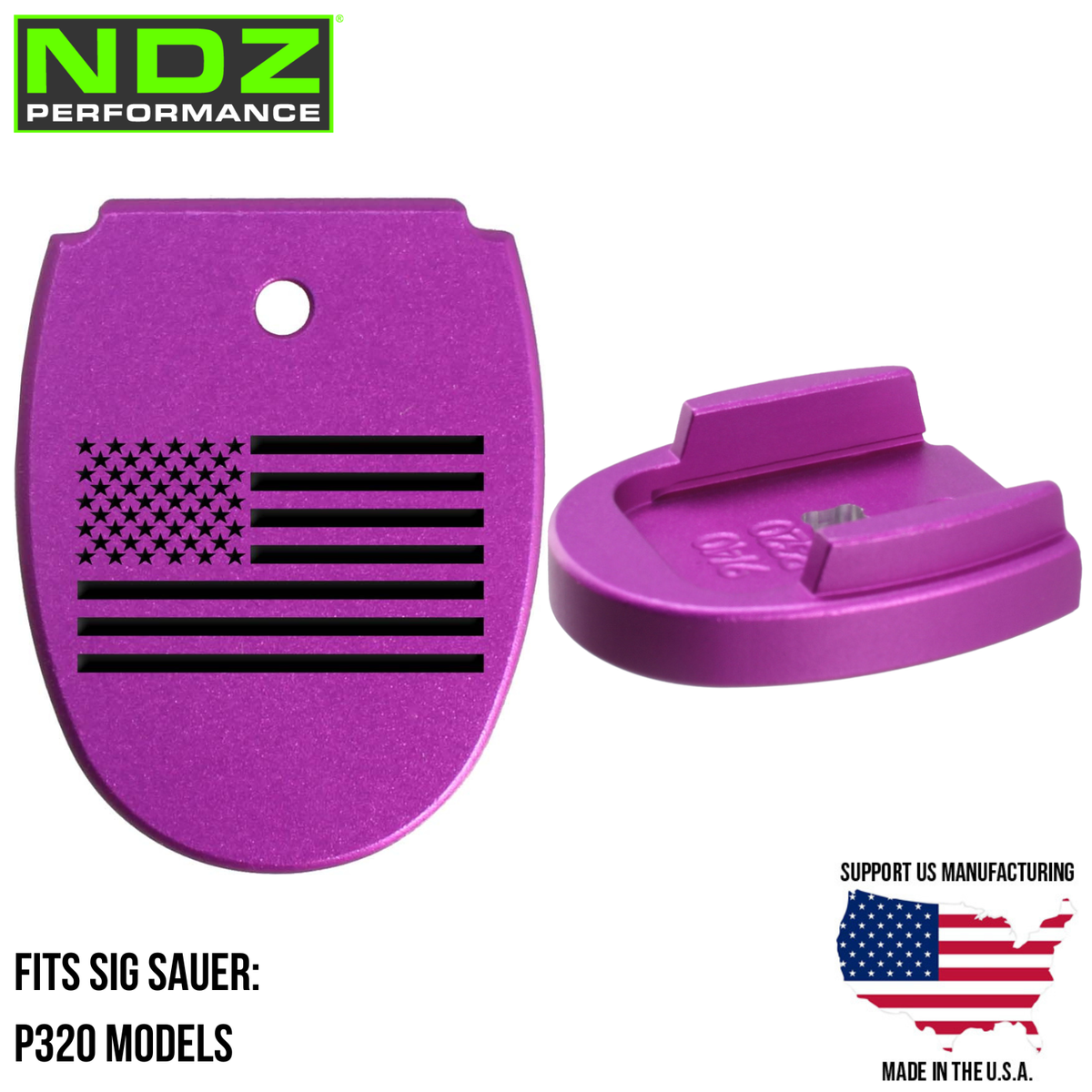 NDZ Sig P320 P320X M18 X5 Legion Mag Floor Plate Aluminum Purple