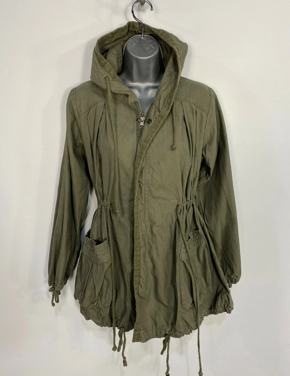 WOMENS PRIMARK DENIM CO UK 8 KHAKI THIN ZIP UP CASUAL HOODED PARKA JACKET  COAT | eBay