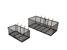 Steel Mesh Pegboard Basket 2 PK Storage Black Organizer Wall Garage Wire Bins