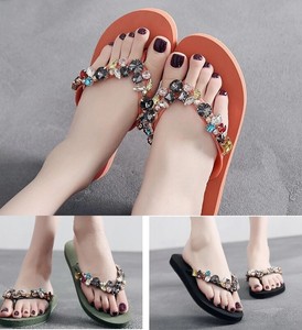 Casual Women Comfortable Flip Flop Rhinestone Decoration Flat