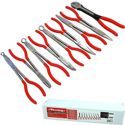 Neilsen 9-teilig extra lange Nasenreichweite gebogen gerade Seitenschneiderzange Zange Set 11 Zoll