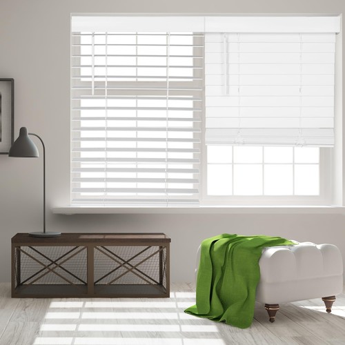 CALYX INTERIORS Faux Wood Blinds with Classic Valance, Cordless, 2" Slat, 27.... - Picture 3 of 6