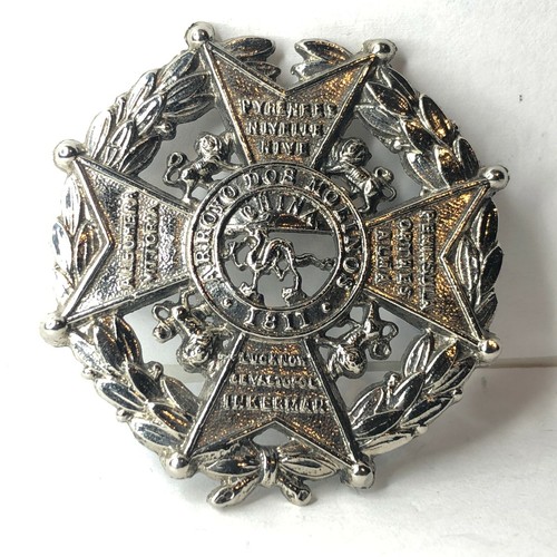 Border Regiment 1902 Pattern Forage Cap Badge Converted & Rechromed Helmet plate - Picture 3 of 3