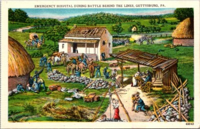 Postcard Emergency Hospital During Battle Behind the Lines Gettysburg Pa