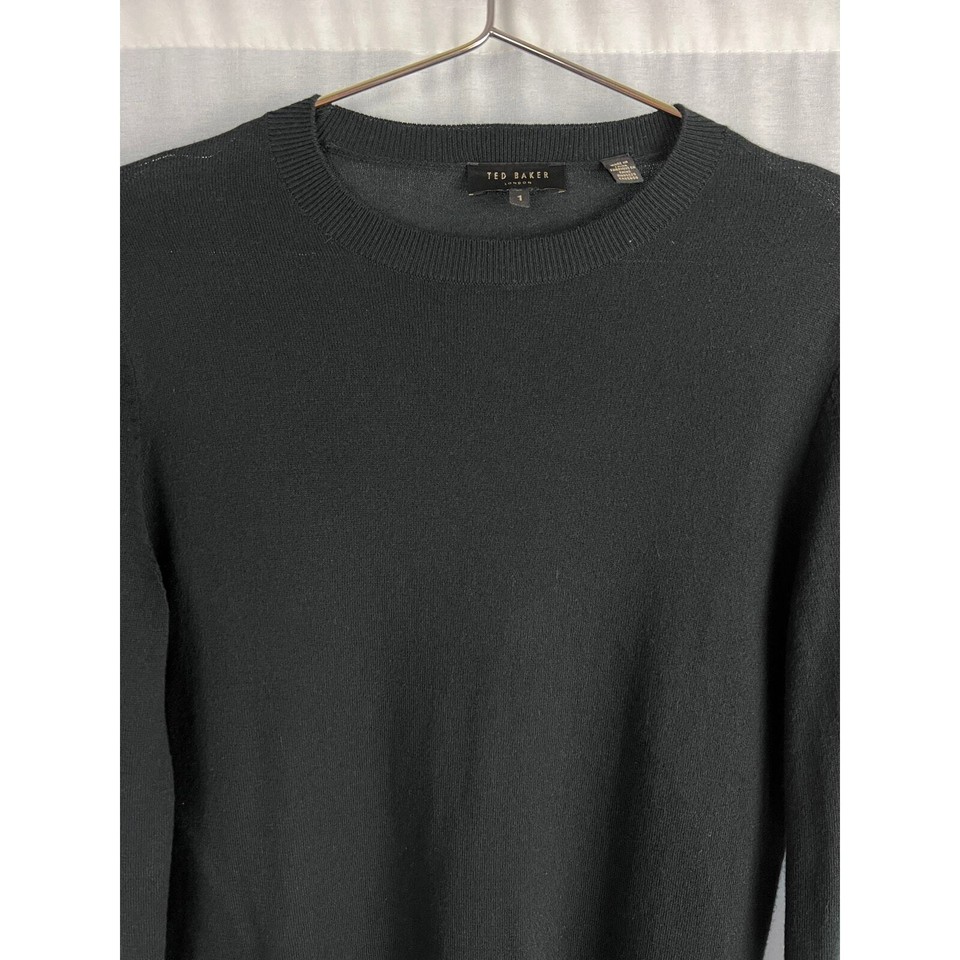 Ted Baker Sweater Women XS Deyzie Kensington Embroidered Black Feminine