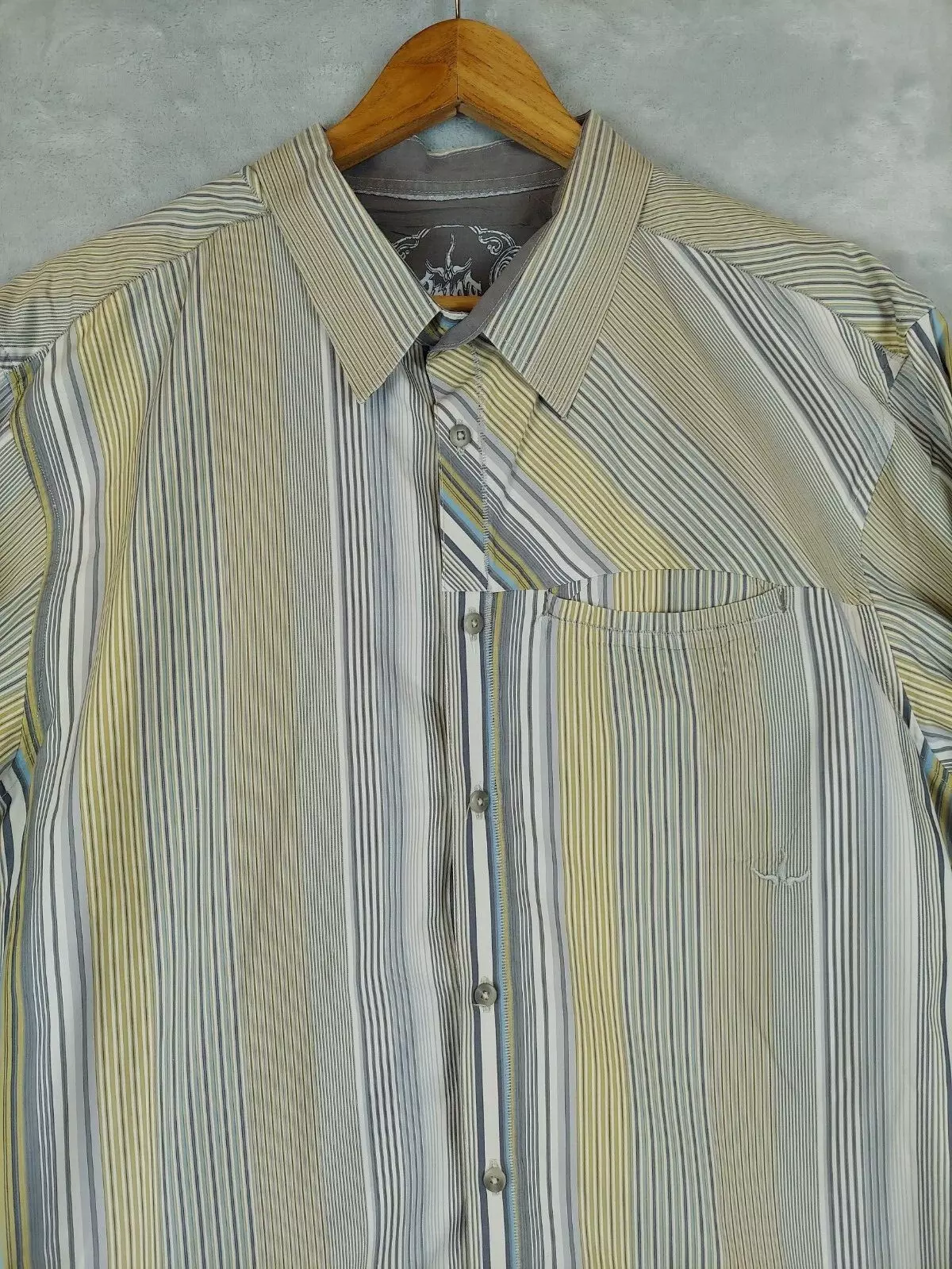 prana striped button front long sleeve organic shirt