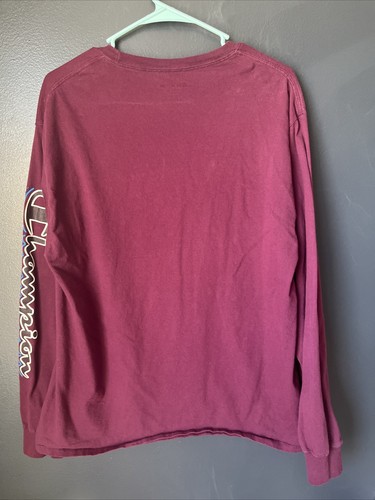 Champion Long Sleeve T Shirt Mens Size Large Maroon - Picture 5 of 6