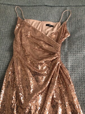 slim fit dress slacks Sudi Etuz Bronze Shimmer Mini Dress main image 1