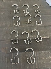 11pcs Metal Shower Curtain HOOKS RINGS Double Glide Roller Set dc7
