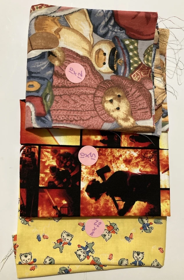 Lote de 14 restos de tela brillantes florales Calico gatitos patos tonal ruta 66 sombrero rojo Foto 4 de 4