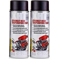 2 x SCHWARZ Hochtemperatur XHT VHT Sprühfarbe E-Tech Motorblock Auspuff + CP