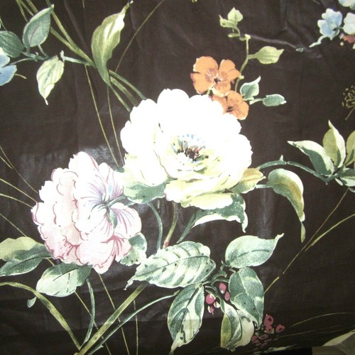 55cm x 143cm Vintage Cotton Chintz Curtain Fabric 1960s Retro Wild Flower Floral - Picture 2 of 11