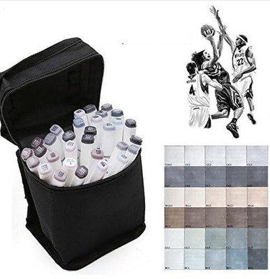 30 Colors Grayscale Art Marker Pen Double-Ended Sketch Markers Alcohol Based ...