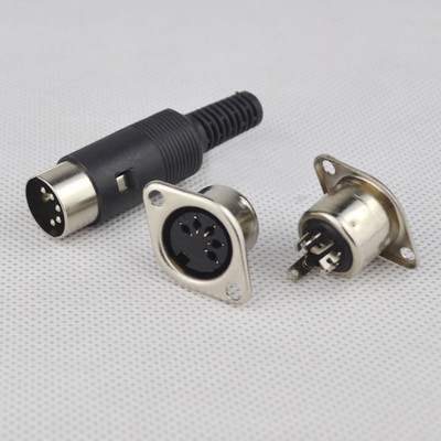 5 sets Hulled 5 PIN DIN Socket plug Panel Mount Connectors Soldering iron DIY
