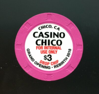 2018 CALIF CARD ROOM CHIP - $3.00 - CASINO CHICO - DROP CHIP - GO - CHICO CA 