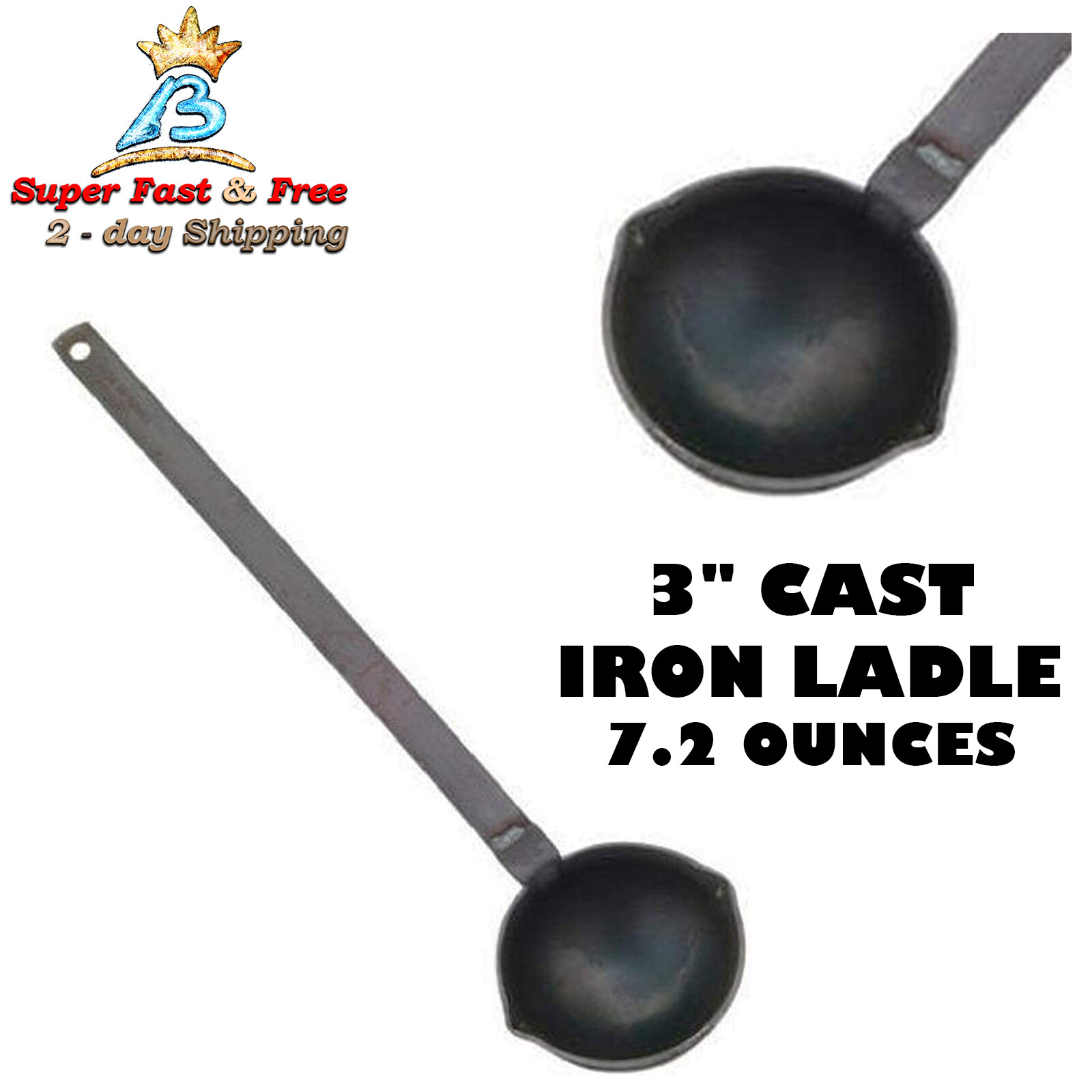 Cast Iron Ladle W/ 3" Length 7.2 Ounces Black For Precision Lead Solder