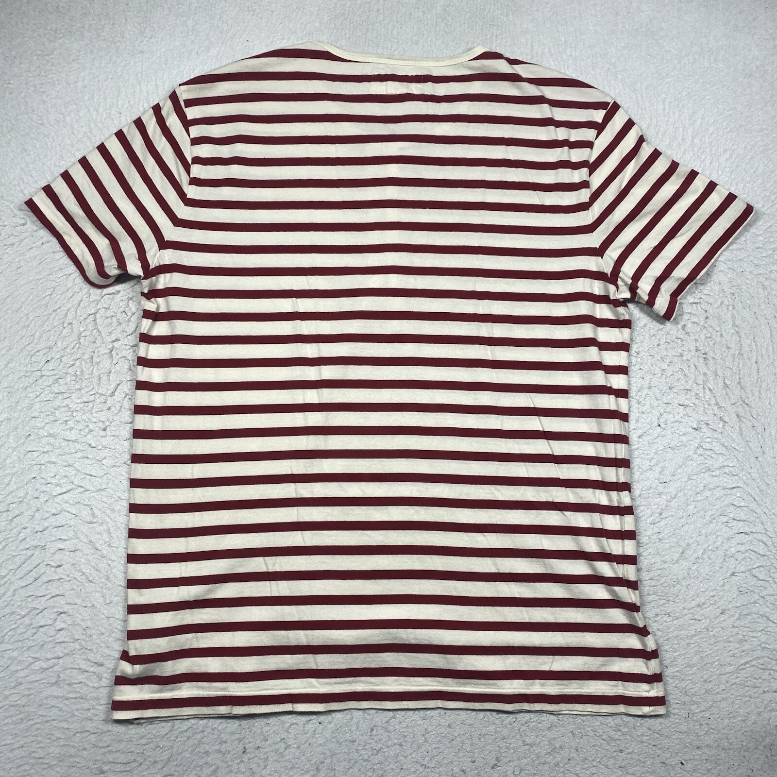 Denim & Supply Ralph Lauren T Shirt Henley Mens XL Red Striped Short