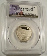 2014-S 25c CLAD PCGS PR70DCAM GREAT SMOKY MOUNTAINS QUARTER PROOF DEEP CAMEO