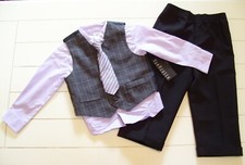 Van Heusen 4 Pc Purple Gray Black Shirt Vest Tie  Pants Easter Suit Outfit 24M