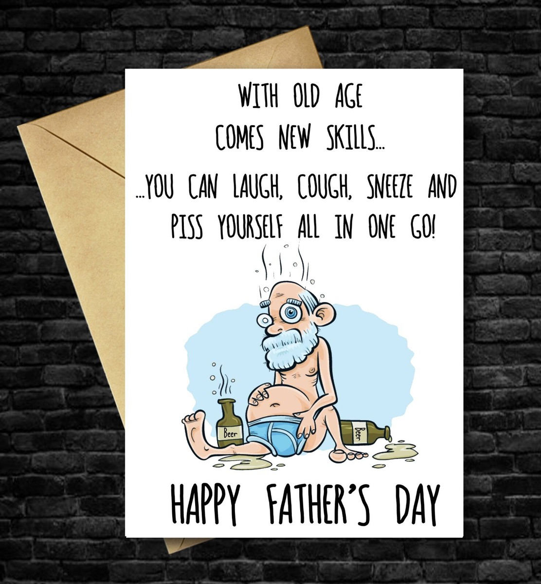 Funny Fathers day Card Old Dad Daddy Joke Dad Husband Man Old Papa Daughter Son