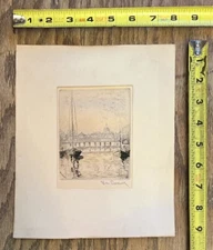 Don Swann (American 1889–1954), Docked Boats at Anchor at Port. Etching, Signed