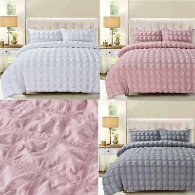 Quilt Duvet Covers Bedding Set Pink Grey White "Checkers" Double King Superking