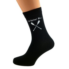 I'd Rather be Rowing with Rowing Oars Image Design Printed Mens Black Socks