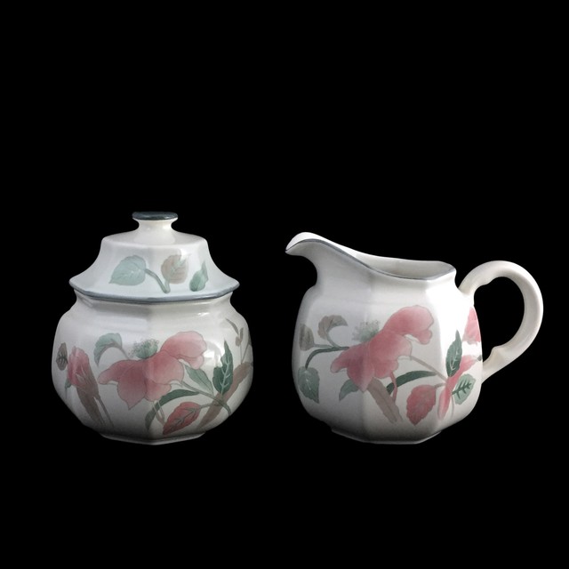 Mikasa Sugar Bowl & Creamer Set Continental Silk Flowers F3003 Japan eBay