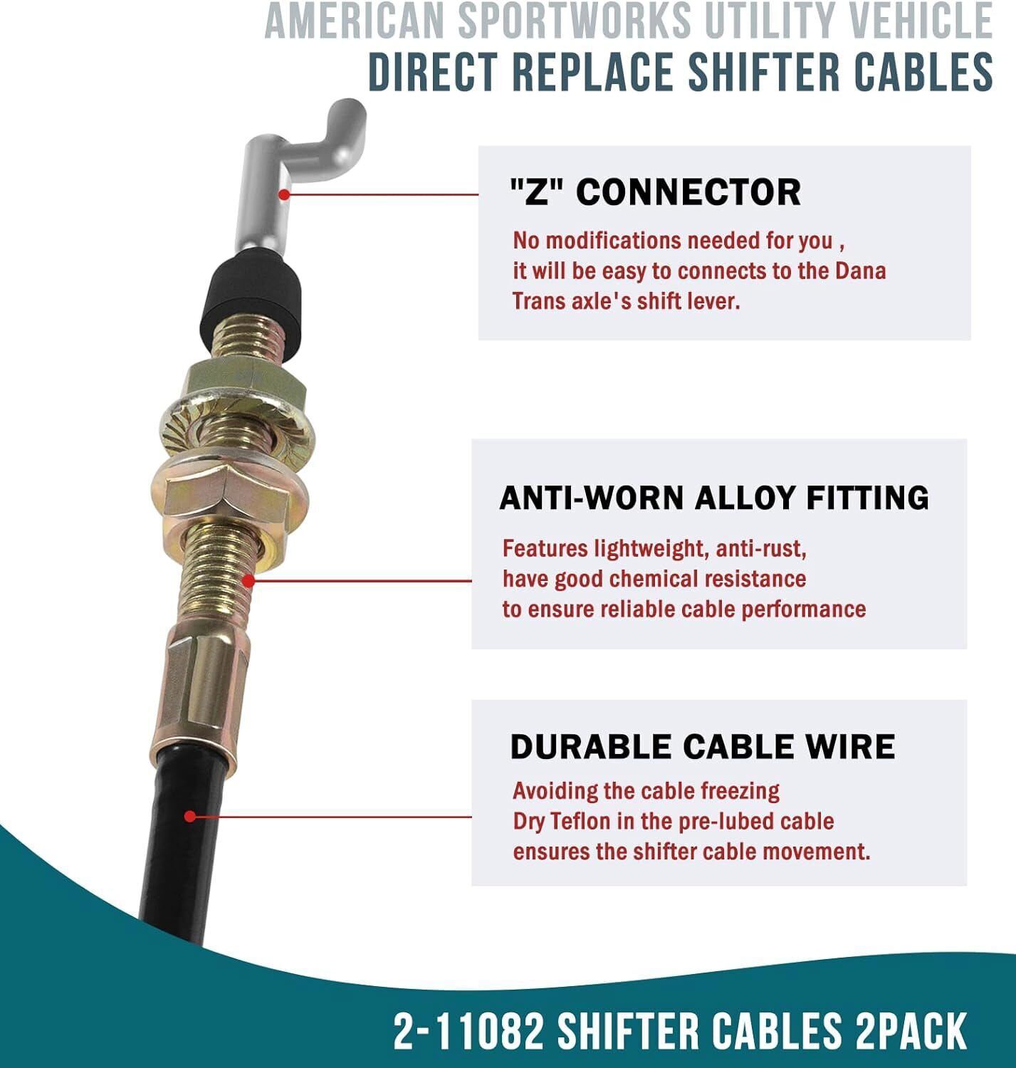 2-11082 Shifter Cables Replacement for Chuck Wagon CW-11, CW-413 CW-265 Go-Karts