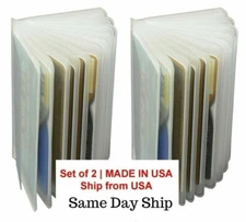 2 Plastic Wallet Insert Replacement Picture Card Holder Trifold 12Pg MADE IN USA