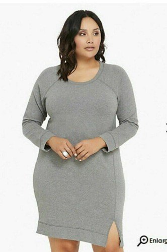 Torrid Gray French Terry Long Sleeve Warm Winter Dress Size 2X