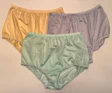 THREE Shiny NYLON PANTIES Size 8 XL Green YELLOW BLUE Silky Second Skin Sissy