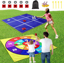 2-In-1 Outdoor Giant Tic Tac Toe Bean Bag Toss Games for Kids Adults, 4.5Ft Doub