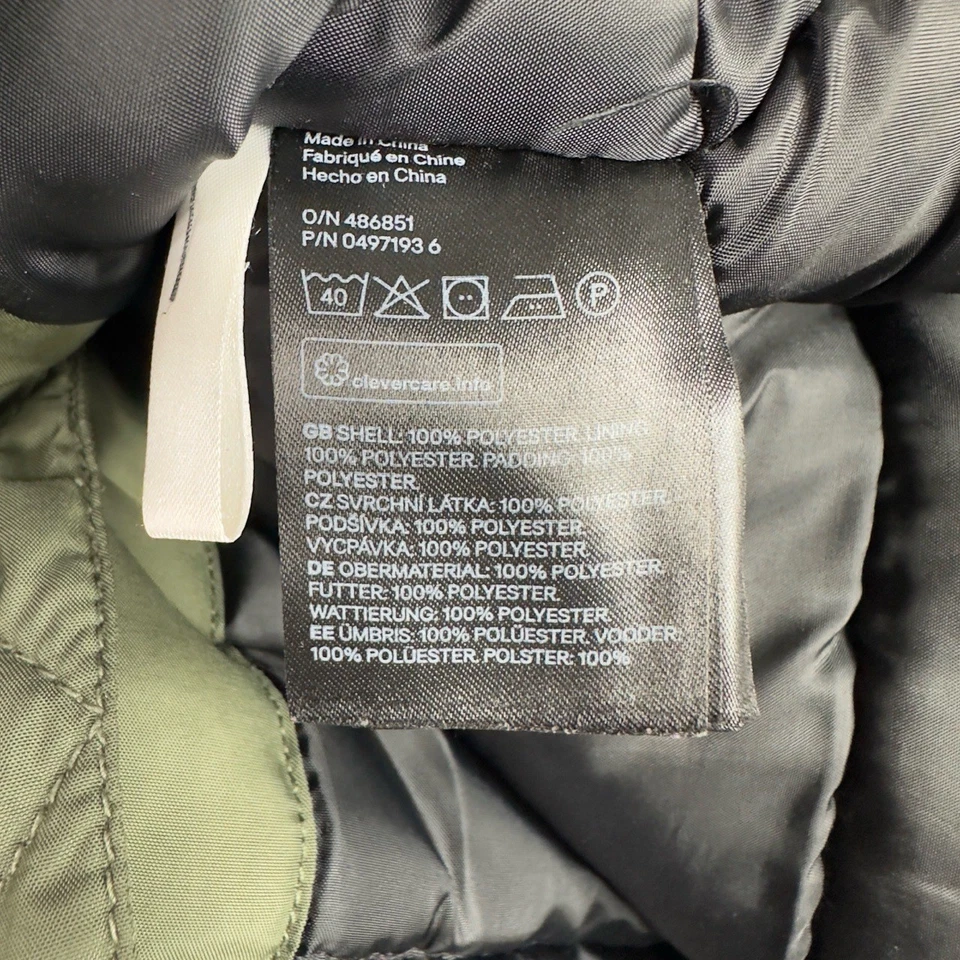 Chaqueta H&M Niños Talla 4-5 Verde Con Capucha Imitación Piel Parka Exterior Invierno Cremallera Utilidad Foto 4 de 4